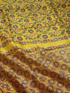 Indiehaat | Ajrakh Printed Chanderi Silk Saree Yellow | Serenity in Silk