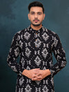 Indiehaat | Royal Reflection BlockPrinted Cotton Kurta Pyjama Matte Black