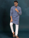 Indiehaat | Royal Reflection BlockPrinted Cotton Kurta Pyjama Clear Blue