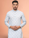 Indiehaat | Royal Reflection BlockPrinted Cotton Kurta Pyjama Light Blue