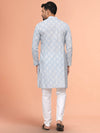 Indiehaat | Royal Reflection BlockPrinted Cotton Kurta Pyjama Light Blue