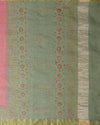 Indiehaat | Craft Couture Blockprinted Kota Doria Red & Green Saree