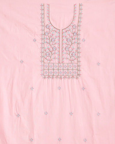 Gulmohar Slub Linen Rose Pink Unstitched Suit