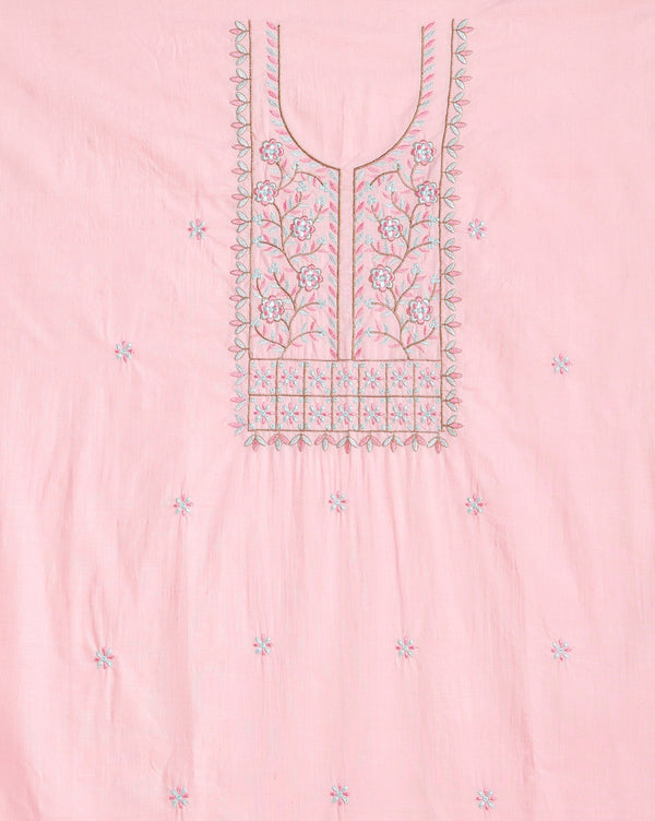 Gulmohar Slub Linen Rose Pink Unstitched Suit