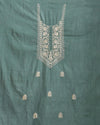 Gulmohar Slub Linen Dark Green Unstitched Suit