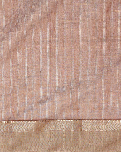 Indiehaat | Pure Maheshwari Silk Kosa Pallu Brown Saree