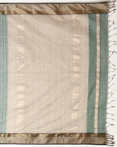 Stunning Pure Maheshwari Silk Allover Checks Rich Green Saree