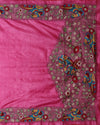 Silkmark Certified Elegant Pure Tussar Cutwork Dark Magenta Saree