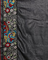 Silkmark Certified Rustic Pure Tussar Cutwork Eerie Black Saree
