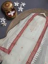 Indiehaat|Kota Doria Gota Patti White Suit(Top+Bottom+Dupatta)