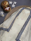 Indiehaat|Kota Doria Gota Patti White Suit(Top+Bottom+Dupatta)