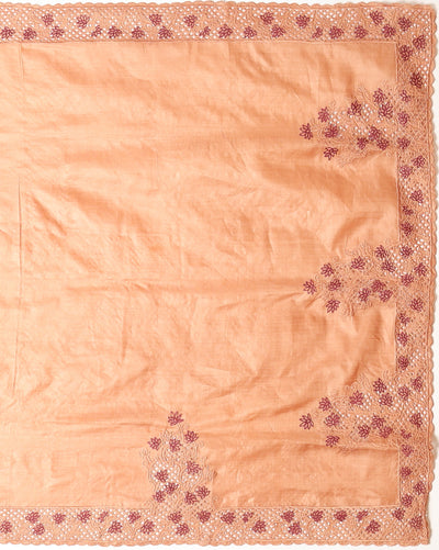 Indiehaat | Silkmark Certified Pure Tussar Cutwork Brown Saree