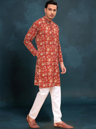 Indiehaat | BlockPrinted Cotton Kurta Pyjama Red