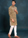 Indiehaat | Ajrakh Printed Cotton Kurta Pyjama Beige