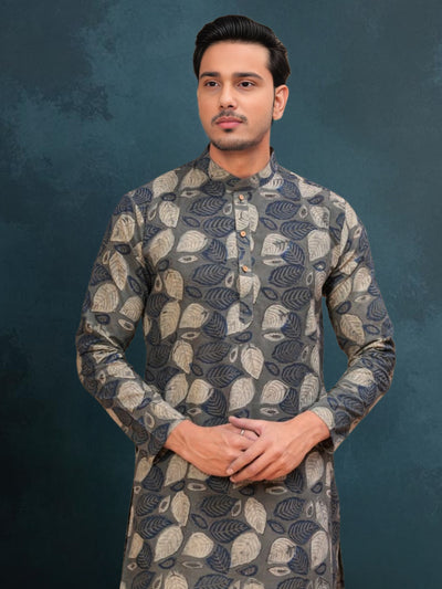 Indiehaat | Ajrakh Printed Cotton Kurta Pyjama Black