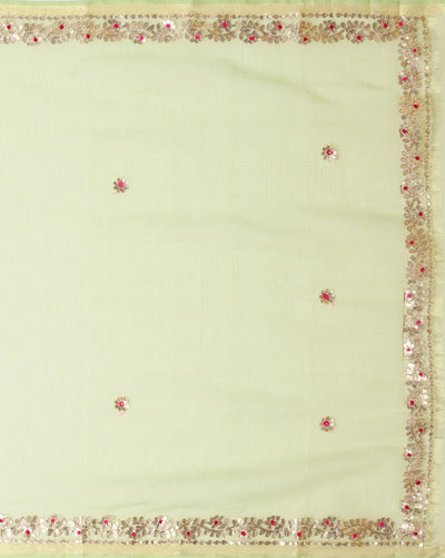 Gilded Grace Kota Cotton Gota Patti Green Saree