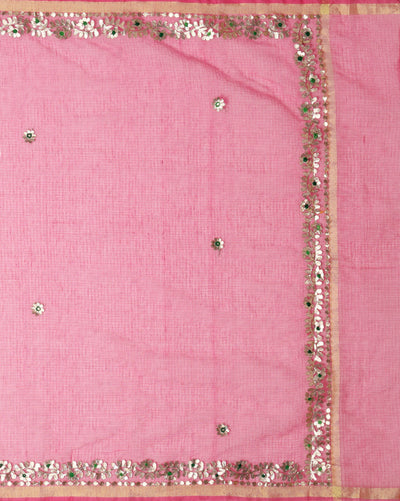 Gilded Grace Kota Cotton Gota Patti Dark Pink Saree
