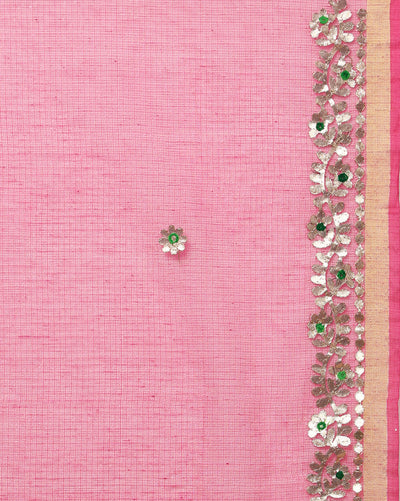 Gilded Grace Kota Cotton Gota Patti Dark Pink Saree