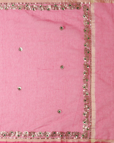 Gilded Grace Kota Cotton Gota Patti Pink Saree