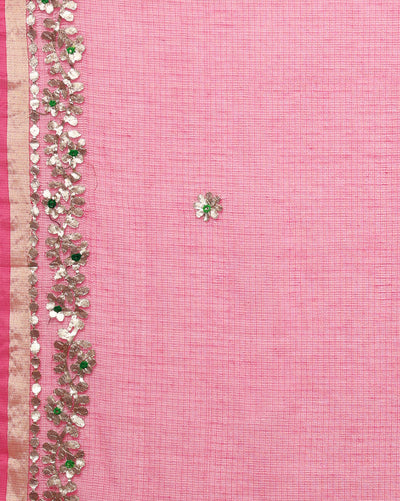 Gilded Grace Kota Cotton Gota Patti Pink Saree