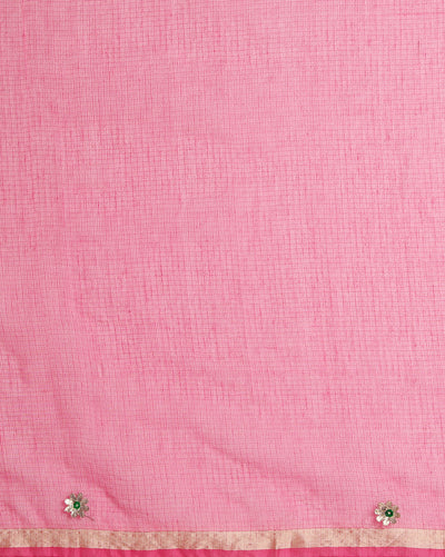 Gilded Grace Kota Cotton Gota Patti Pink Saree