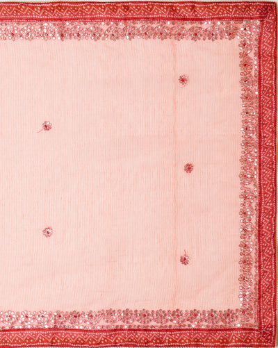 Gilded Grace Kota Cotton Gota Patti Saree Light Peach