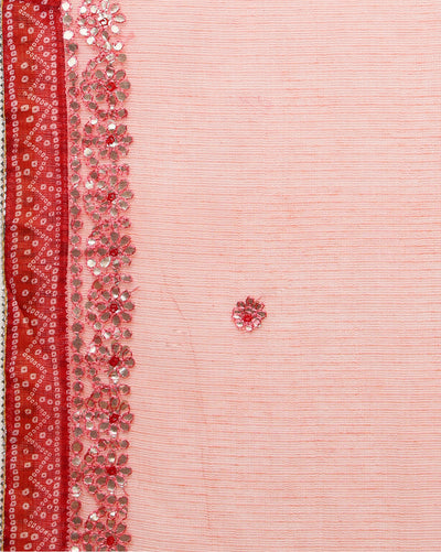 Gilded Grace Kota Cotton Gota Patti Saree Light Peach