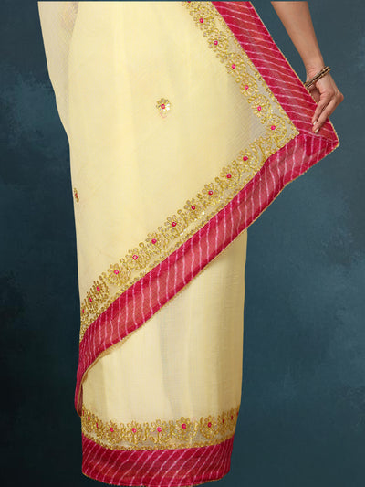 Indiehaat | Kota Cotton Gota Patti Yellow Saree