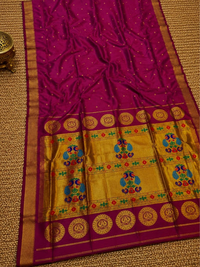 Rajdhara Handloom Paithani Silk Saree Deep Magenta