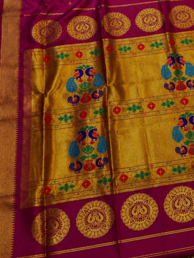 Rajdhara Handloom Paithani Silk Saree Deep Magenta