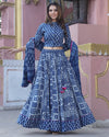 Indiehaat | Blockprinted Cotton Indigo Lehanga Choli Set