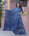 Indiehaat | Blockprinted Cotton Indigo Lehanga Choli Set