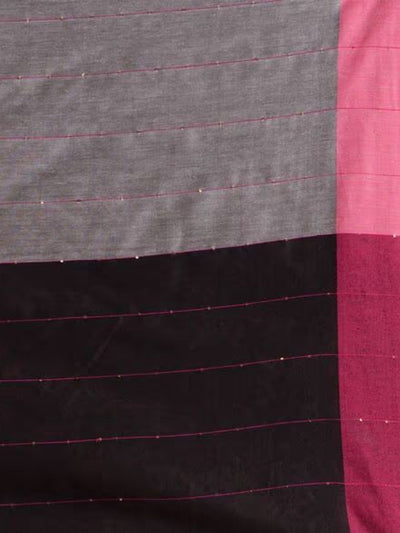 Nirmal Pure Khadi Cotton Sequin Saree Olive Green