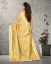 Indiehaat | Tissue Linen Embroidered Yellow Saree