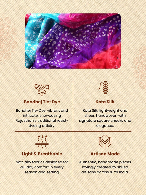 Dye & Drape Pure Silk Kota Luxurious Multicolor Dupatta