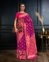 Indiehaat | Banarasi Silk Self Weaving Purple & Pink Saree