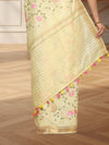 Impressionistic Silk Linen Embroidered Yellow Saree