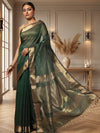 Misty Maheshwari Pure Silk Check Body Green Saree