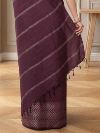 Whispering Chanderi Silk Wine Saree