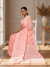 Blush Chikankari Kota Doria Saree Rose Pink Handcrafted