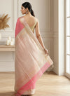 Stunning Pure Maheshwari Silk Allover Checks Dark Pink Saree