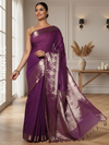 Adorable Banarasi Silk Linen Handloom Purple Saree