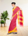 Handloom Mark Patteda Anchu Bold Red Cotton Saree