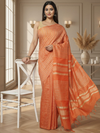 Sacred Loom Kota Silk Temple Border Saree Orange