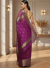 Lively Maheshwari Pure Silk Butta Body Purple Saree