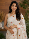 Indiehaat | Mul Cotton Embroidered Saree White