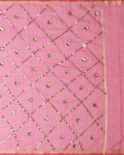 Pankhudi Gota Patti Rani Pink Kota Cotton Saree