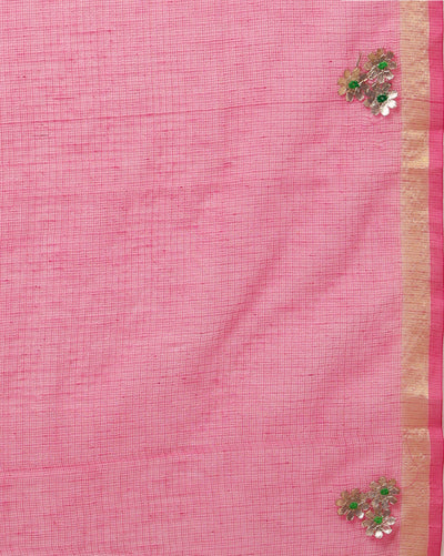 Pankhudi Gota Patti Rani Pink Kota Cotton Saree