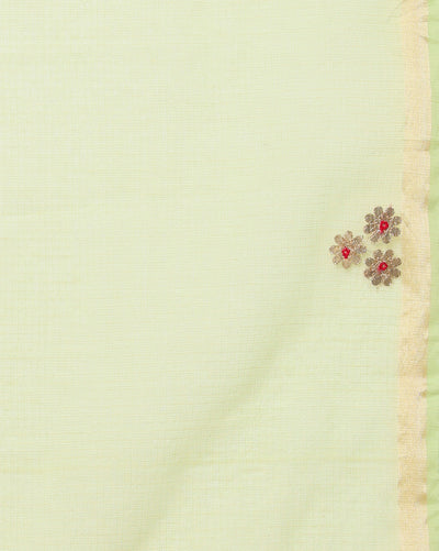 Pankhudi Gota Patti Lime Green Kota Cotton Saree