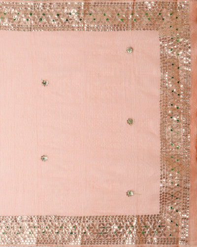 Pankhudi Jugnu Checks Kota Cotton Gota Patti Peach Saree